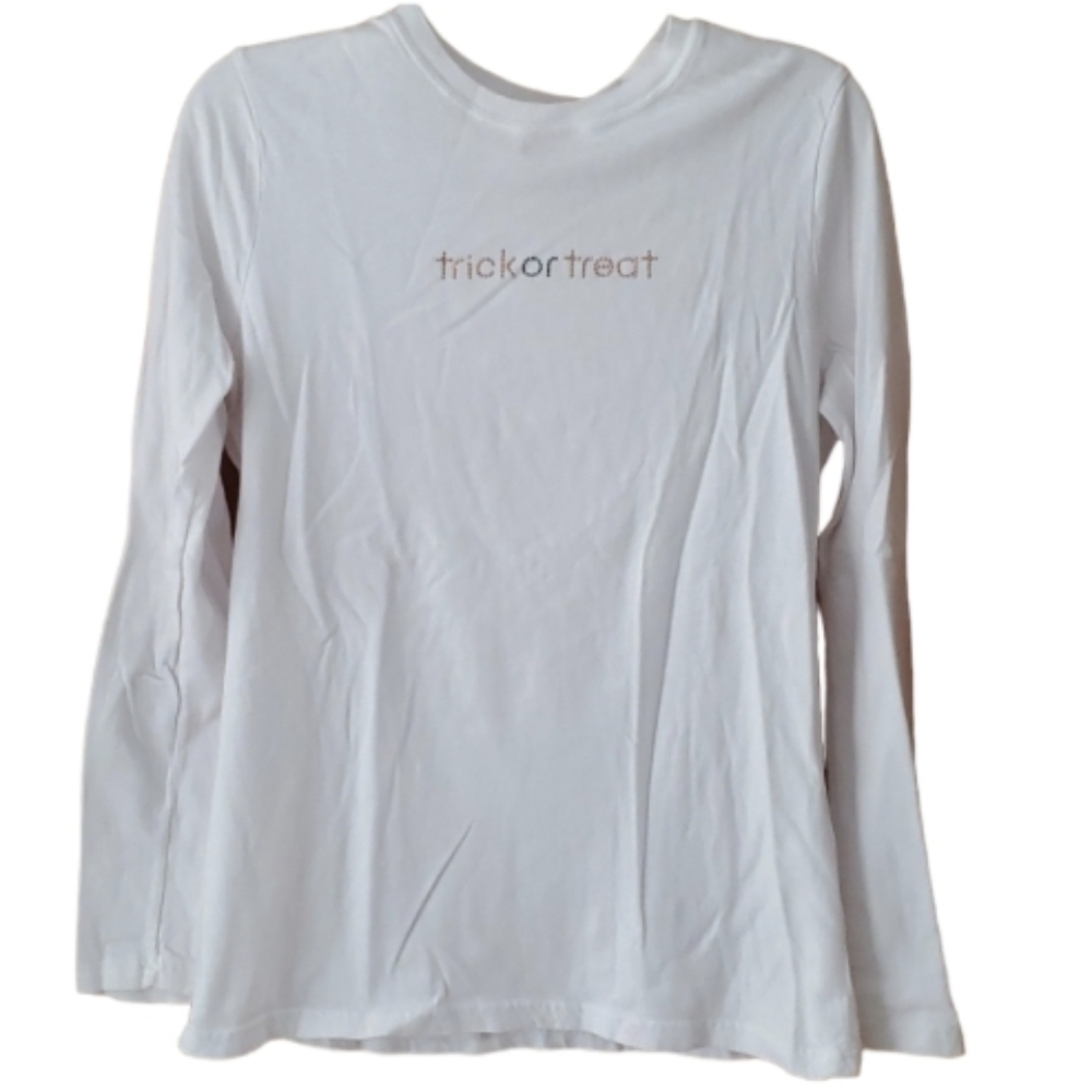 Target Woman Trick Or Treat Halloween Studded Long‎ Sleeve White Shirt Size L